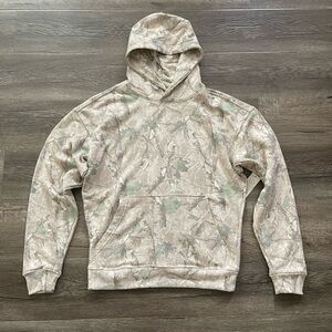 Camo Hoodie Sweatshirt Sweats Beige Camouflage Leaves XS